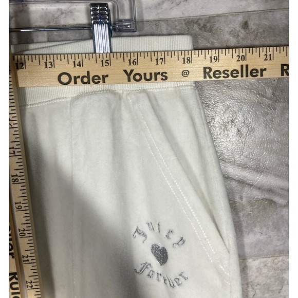 Juicy Couture White Velour Lounge Pants Rhinestone Logo Flare Plus Sz 2X  Y2K - Picture 5 of 11